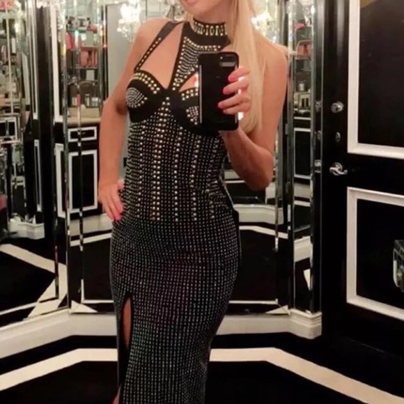 Stunning Black Studded Bling Dress - Picture 6 of 8